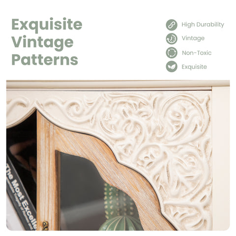 Vintage Hollow Carved 2 Door Wood Storage Cabinet -MFSTUDIO