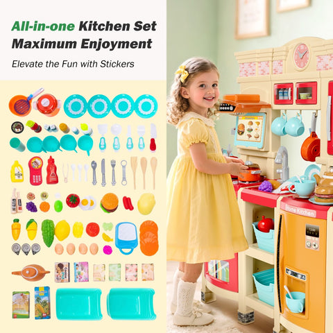 All-in-One Interactive Play Kitchen for Toddlers with Realistic Appliances