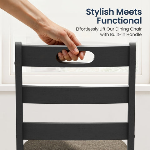 5-Piece Modern Farmhouse Dining Set with Faux Marble Tabletop & Rubber Wood Chairs- PHI VILLA