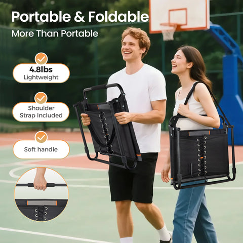 Alpha Camp Folding Stadium Seat Chair for Bleachers with Back & Arm Rest, 2 Pieces