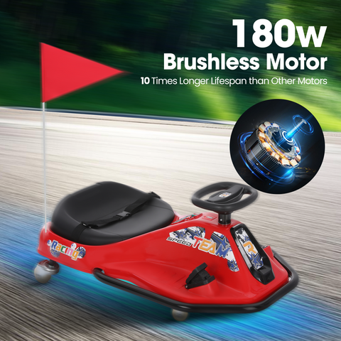 24V Electric Drifting Go-Kart for Kids Ages 3+ with 360 Spin and Upgraded Glowing Wheels