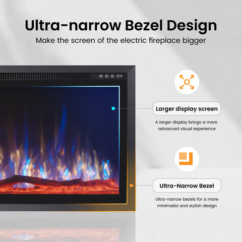 Premium Wall Mounted & Recessed Electric Fireplace with Remote Control - Sophia & William