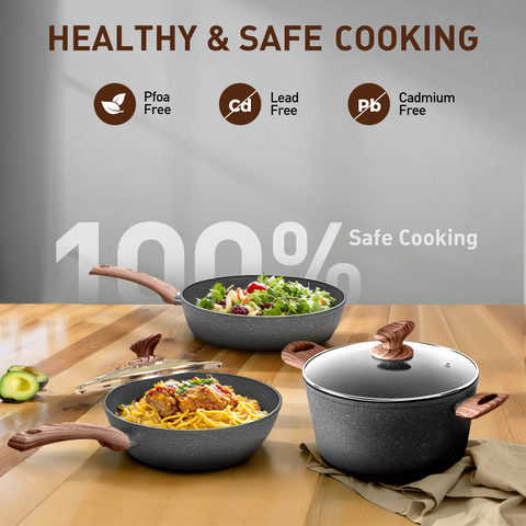 Kitchen Academy Ultimate 30 Pieces Granite-Coating Nonstick Induction Cookware Set for Easy Dinner Ideas