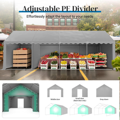 PHI VILLA 13ft Modern Outdoor Gray Carport Storage Shed