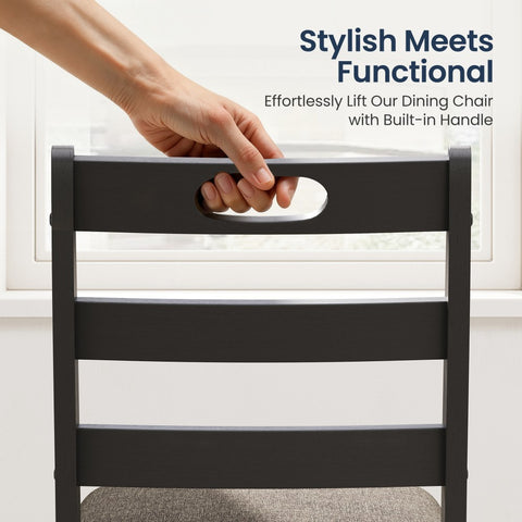 5-Piece Modern Farmhouse Dining Set with Faux Marble Tabletop & Rubber Wood Chairs- PHI VILLA