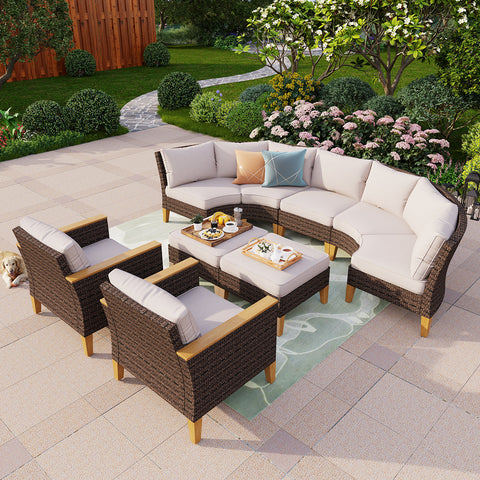 9-Seat modular sofa for sitting and lying under outdoor space with modern design