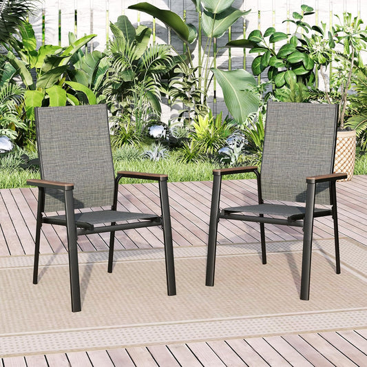 PHI VILLA Textilene Patio Dining Chairs, Set of 2