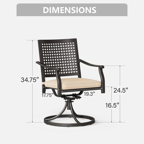 MFSTUDIO 2-Piece Patio Metal Dining Chairs for Garden Backyard