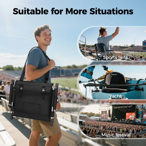 Alpha Camp Folding Stadium Seat Chair for Bleachers with Back & Arm Rest, 2 Pieces