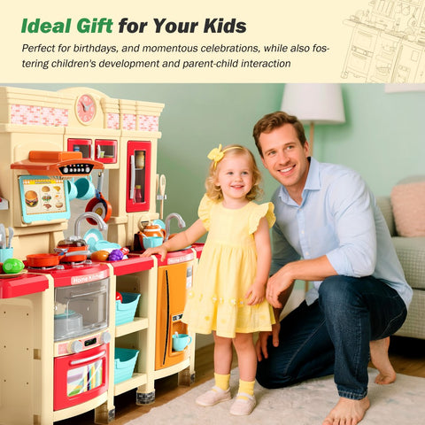 All-in-One Interactive Play Kitchen for Toddlers with Realistic Appliances