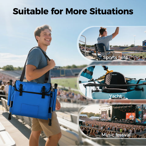 Alpha Camp Folding Stadium Seat Chair for Bleachers with Back & Arm Rest, 2 Pieces