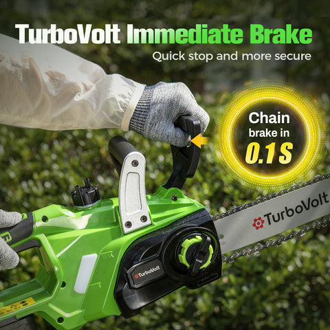 12" Cordless Brushless Chainsaw with Auto Oiling and Safety Brake for Wood Cutting