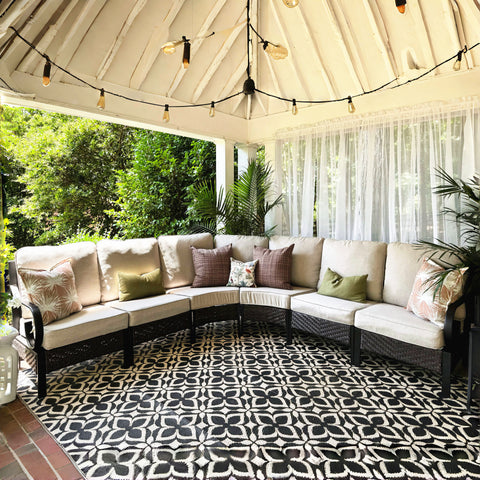 PHI VILLA Half-Moon Outdoor Patio Conversation Sofa Sets with E-Coating Technology