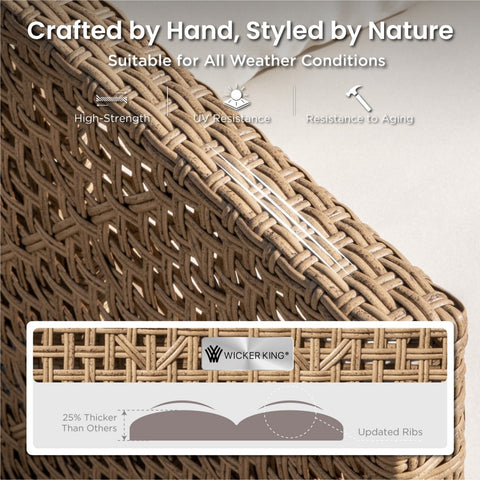 Boho Style Outdoor Wicker Conversation Sofa set with Acacia Wood Coffee Table - Sophia & William