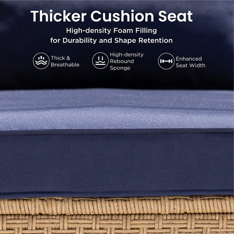 Boho Style Outdoor Wicker Conversation Sofa set with Acacia Wood Coffee Table - Sophia & William