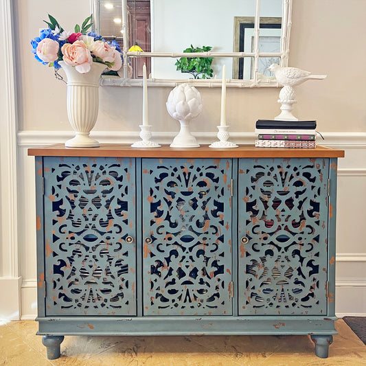 Accent Storage Cabinet with Decorative Carved