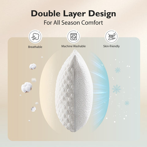 Adjustable Shredded Memory Foam Pillow for Neck and Shoulder Support, Set of 2 – Sophia & William