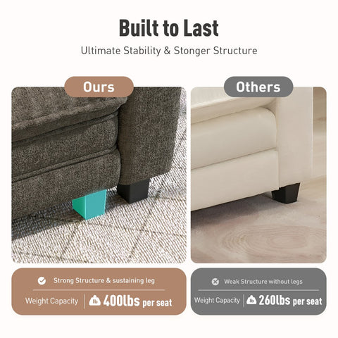 PHI VILLA Modern Chenille Modular Cloud Sofa Set with Deep Seats for Living Room