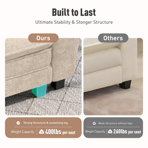 PHI VILLA Modern Chenille Modular Cloud Sofa Set with Deep Seats for Living Room