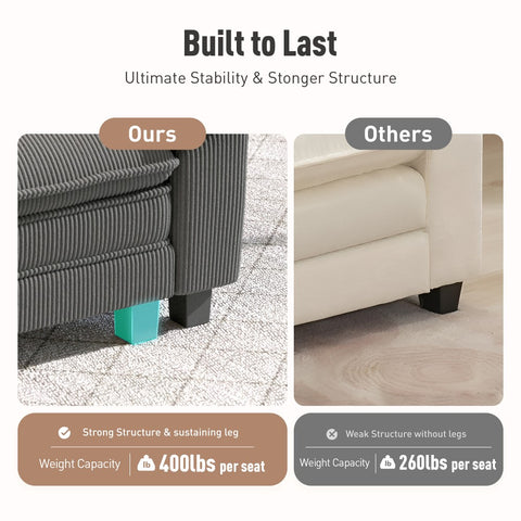 Modular Corduroy Sectional Cloud Sofa Set for Living Room