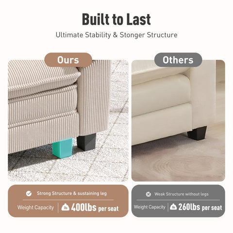 Modular Corduroy Sectional Cloud Sofa Set for Living Room