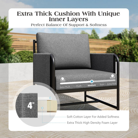 5-Seater Modern Textilene and Metal Outdoor Sofa Set with Coffee Table- PHI VILLA