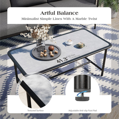 5-Seater Modern Textilene and Metal Outdoor Sofa Set with Coffee Table- PHI VILLA