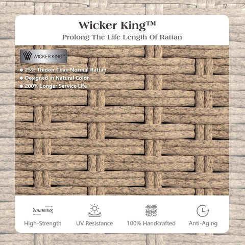 Phi Villa Luxury 5 Seats Wicker Patio Conversation Sofa Set with Wider Armrests