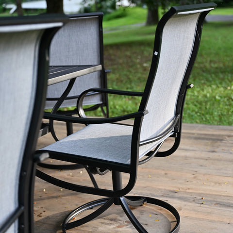 PHI VILLA Patio Textilene Swivel Chair Outdoor Dining Set