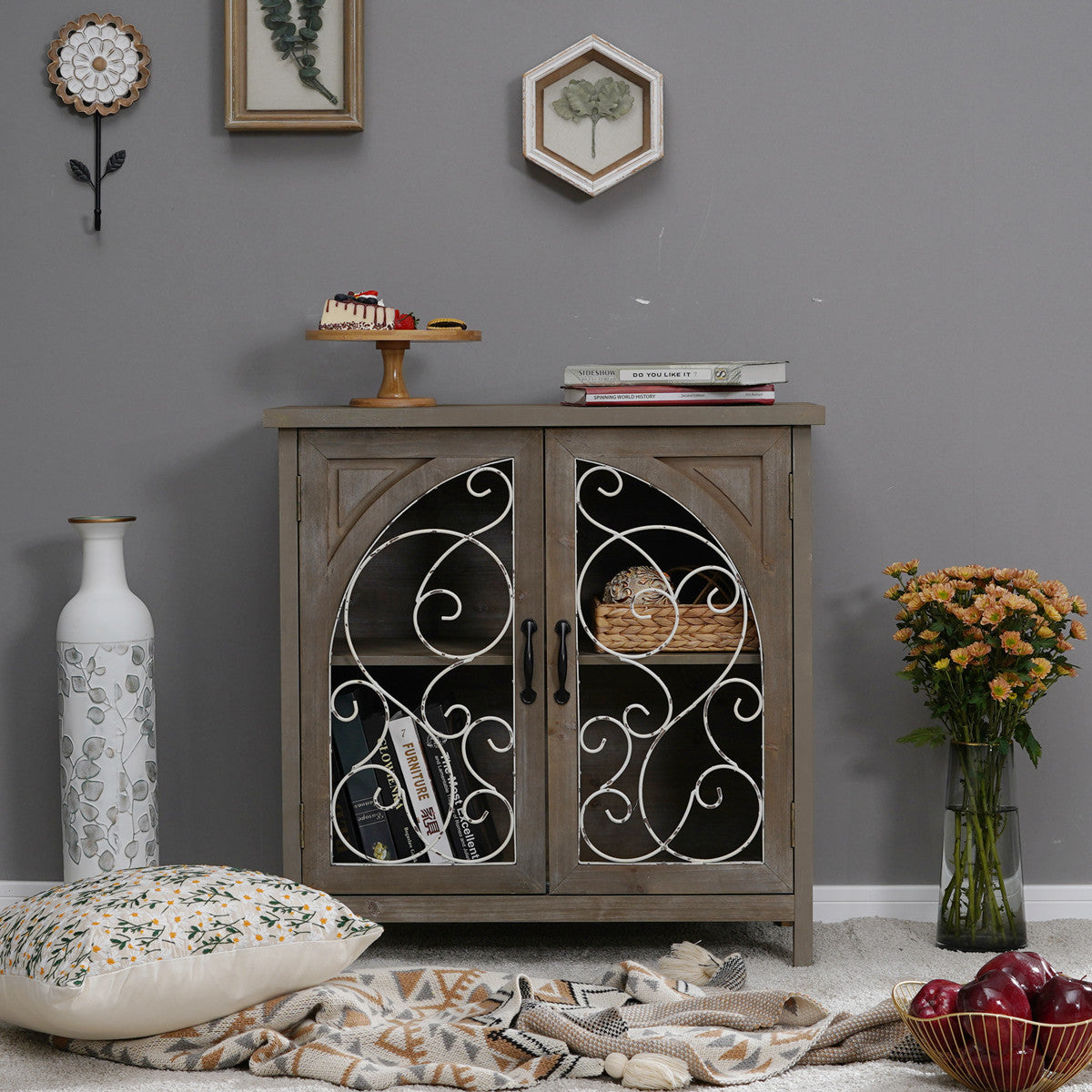 Crafted from eco-friendly materials, this cabinet boasts a unique, eye-catching design with practical details, making it a distinctive and environmentally conscious addition to any room.