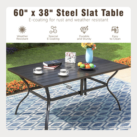 Phi Villa 6-Seat Outdoor Metal Dining Table with Umbrella Hole