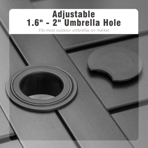 Phi Villa 6-Seat Outdoor Metal Dining Table with Umbrella Hole