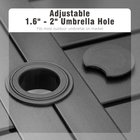 8-Piece 13ft Umbrella Patio Dining Set with Elegant Cast Iron Pattern Swivel Chairs- Sophia & William