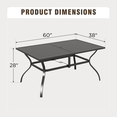 Phi Villa 6-Seat Outdoor Metal Dining Table with Umbrella Hole