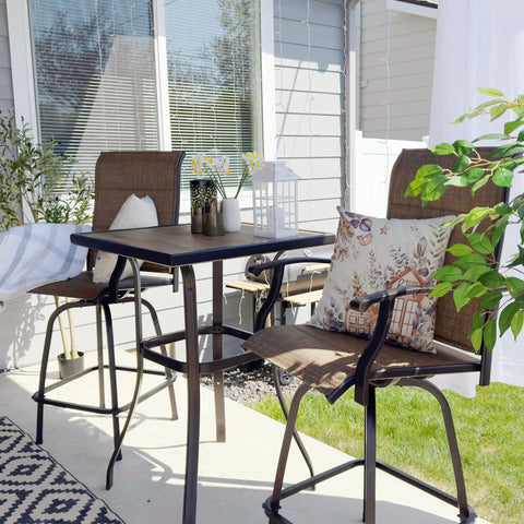 PHI VILLA All-Weather Swivel Bar Stools Sets