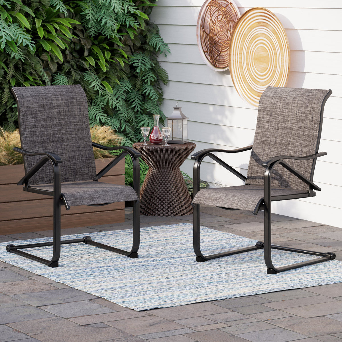 Patio Furniture C Sling Patio Chairs Classic Textilene C-Spring