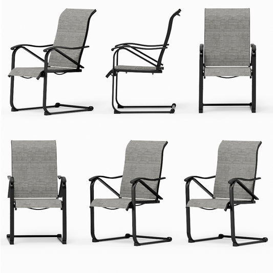 MFSTUDIO 6-Piece C-Spring Textilene Patio Chairs