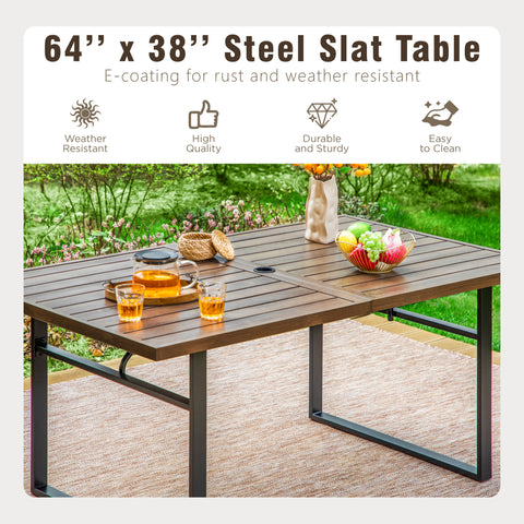 Sophia & William 64" x 38" Wood-grain Patio Dining Table with U-shaped Legs