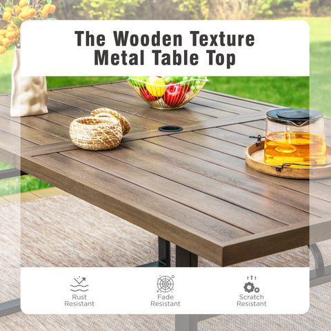 Sophia & William 64" x 38" Wood-grain Patio Dining Table with U-shaped Legs