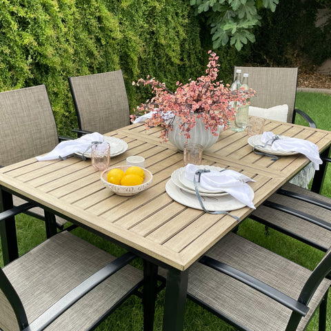 MFSTUDIO Wood-grain Patio Dining Table
