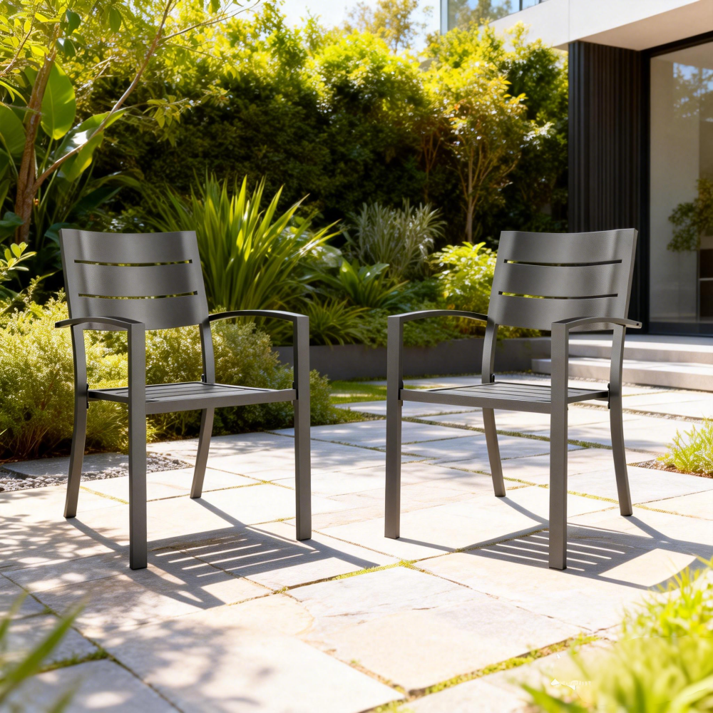 PHI VILLA Outdoor Patio Metal Dining Chairs for Garden, Backyard