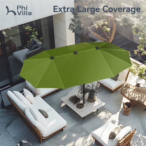 PHI VILLA 13ft Large Double-Sided Outdoor Patio Umbrella