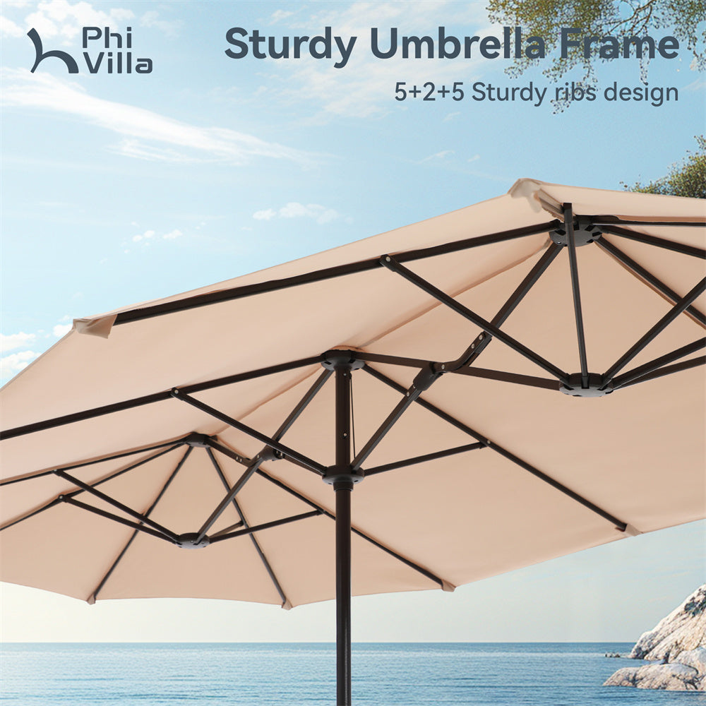 13ft DoubleSided Twin Outdoor Market Patio UmbrellaPHI VILLA AlphaMarts