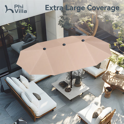 PHI VILLA 13ft Large Double-Sided Outdoor Patio Umbrella