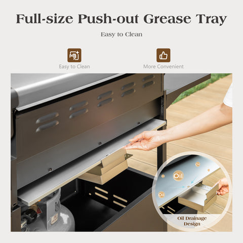 Captiva Designs 4-Burner Propane BBQ Grill with Side Burner for Outdoor Cooking