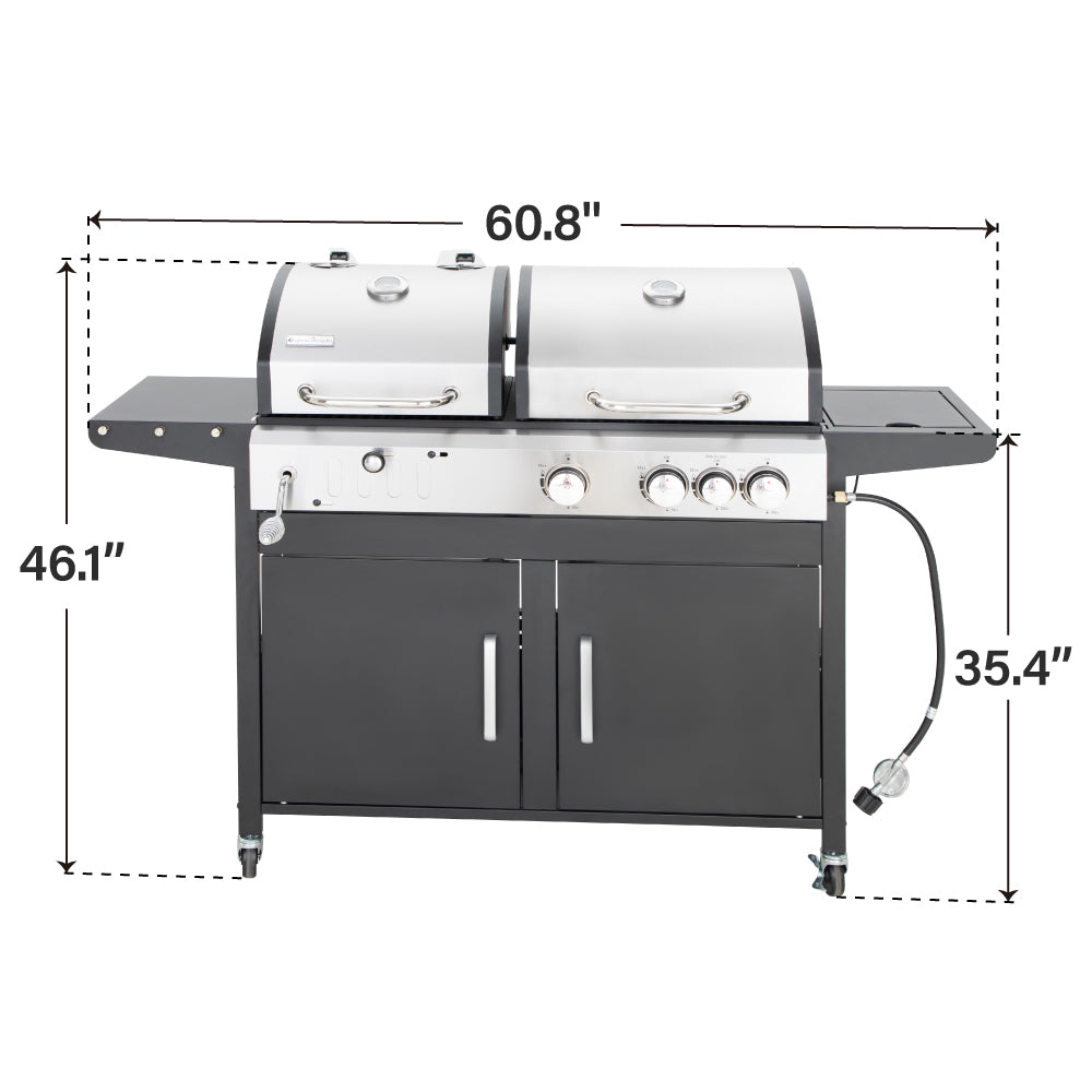 Captiva Designs Outdoor Propane Grill & Charcoal Grill Combo
