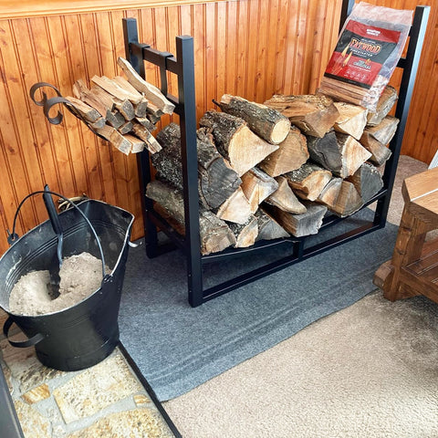 PHI VILLA Heavy Duty Firewood Racks Indoor/Outdoor with Kindling Holder