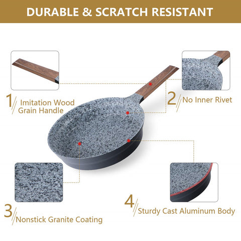 Kitchen Academy 12 PC Cast Aluminum Granite-coating Nonstick Induction Cookware Set