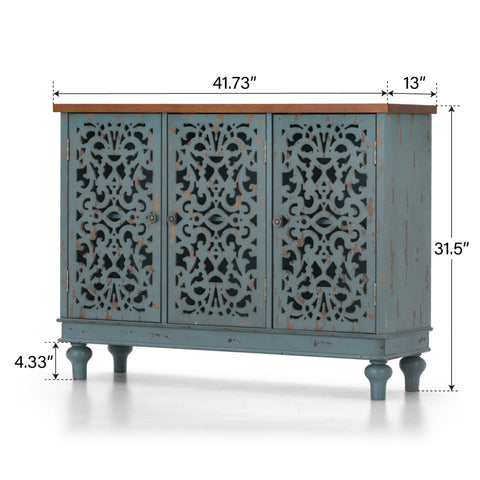 Decorative Carved Accent Storage Cabinet -MFSTUDIO