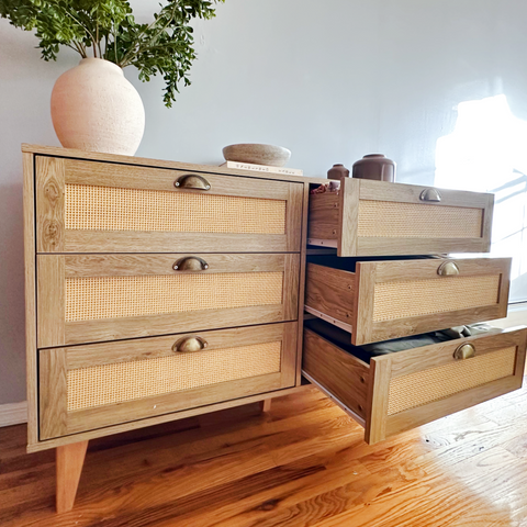 Natural Rattan Storage Sideboard Buffet Cabinet and Chest of Drawers-MFSTUDIO